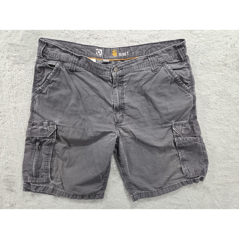 Carhartt Relaxed Fit Cargo Shorts Gray Cotton Zip Pockets Men's Sz 40 Outdoor